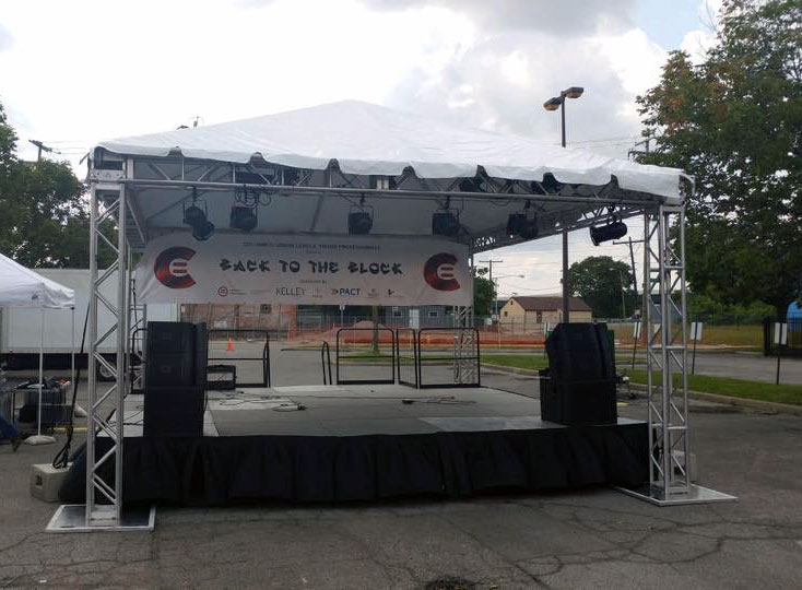 rent a stage and sound equipment for a summer benefit concert, fundraiser or block party in columbus ohio at apex event productions.